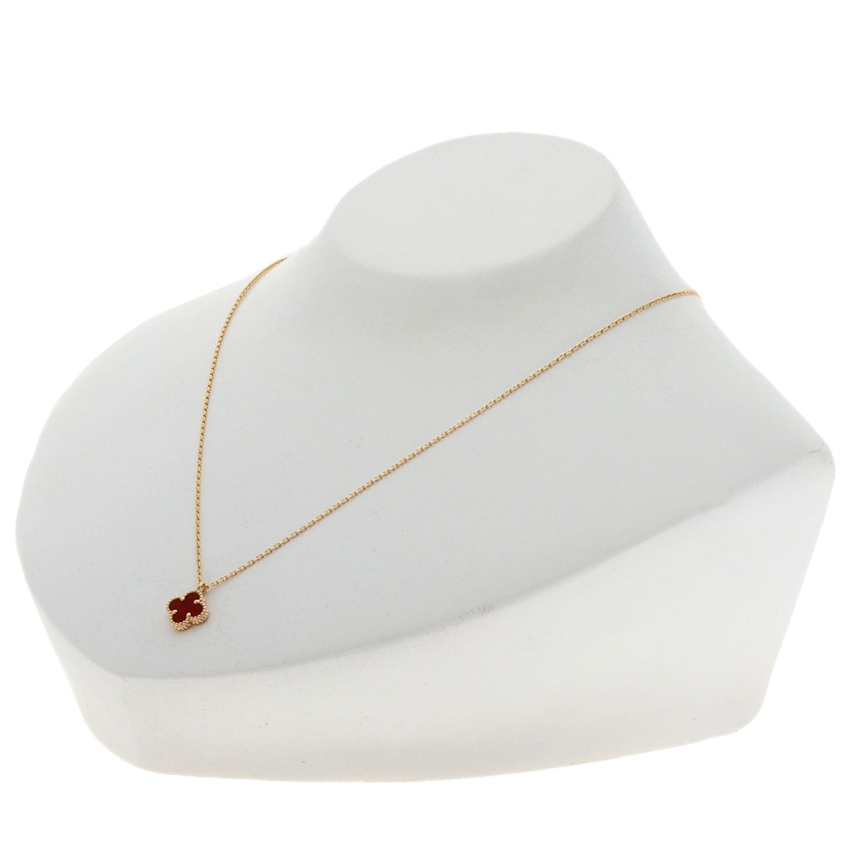 Van Cleef & Arpels Sweet Alhambra Carnelian Necklace K18 Pink Gold Ladies [Used]