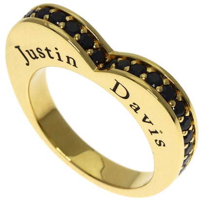 Justin Davis Heart Black Diamond Ring K18 Yellow Gold Ladies [Used]