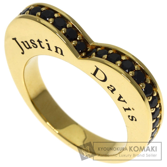 Justin Davis Heart Black Diamond Ring K18 Yellow Gold Ladies [Used]