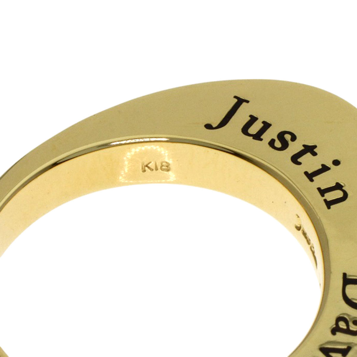 Justin Davis Heart Black Diamond Ring K18 Yellow Gold Ladies [Used]