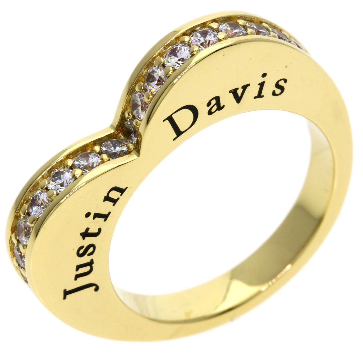 Justin Davis Heart Diamond Ring K18 Yellow Gold Ladies [Used]