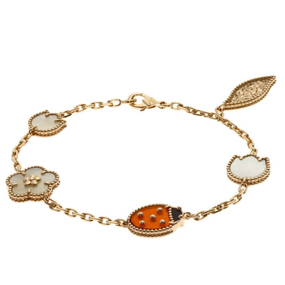 Van Cleef & Arpels Lucky Spring Onyx Carnelian Shell Bracelet K18 Pink Gold Ladies [Used]