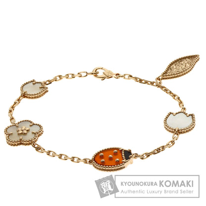 Van Cleef & Arpels Lucky Spring Onyx Carnelian Shell Bracelet K18 Pink Gold Ladies [Used]