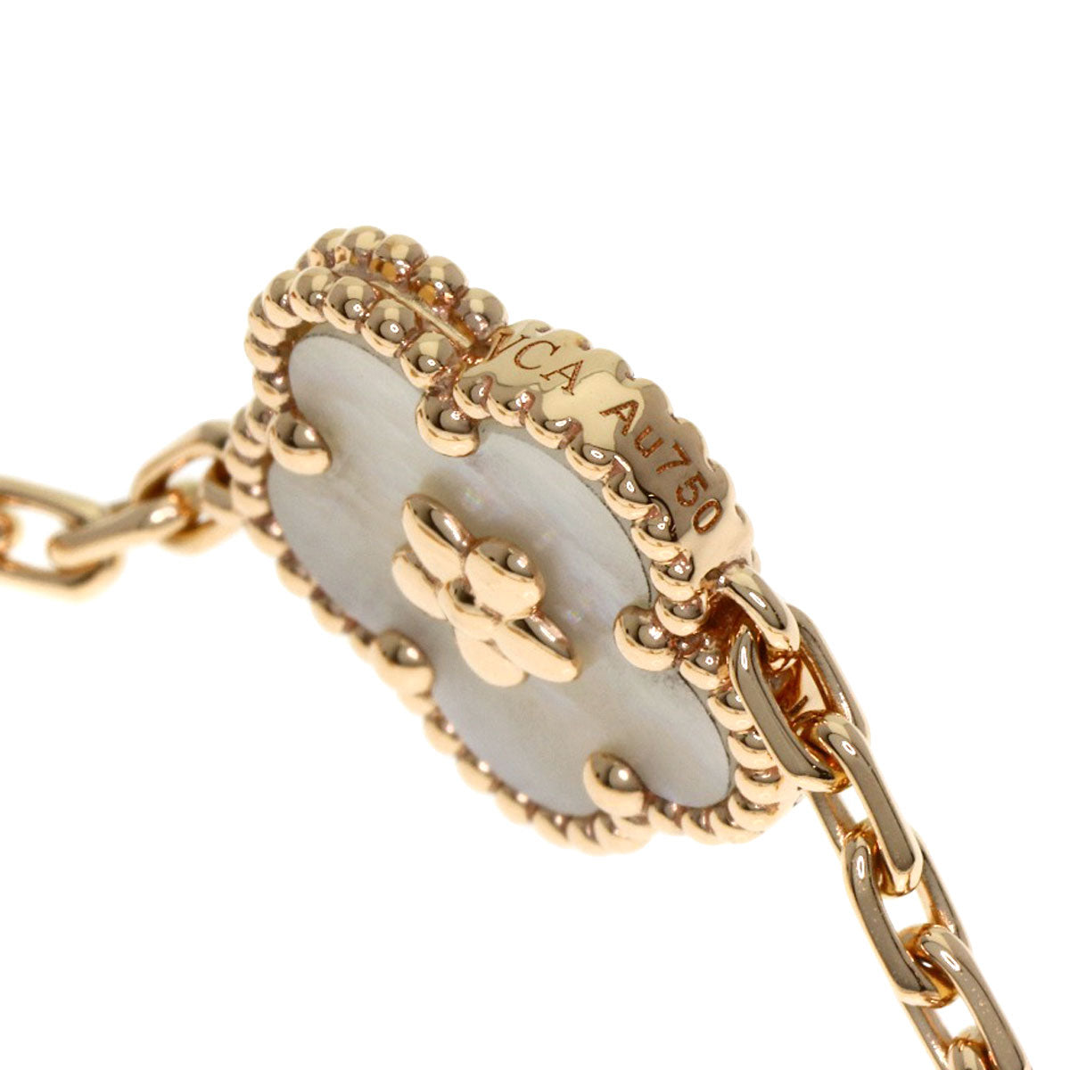 Van Cleef & Arpels Lucky Spring Onyx Carnelian Shell Bracelet K18 Pink Gold Ladies [Used]
