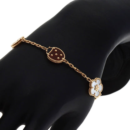 Van Cleef & Arpels Lucky Spring Onyx Carnelian Shell Bracelet K18 Pink Gold Ladies [Used]