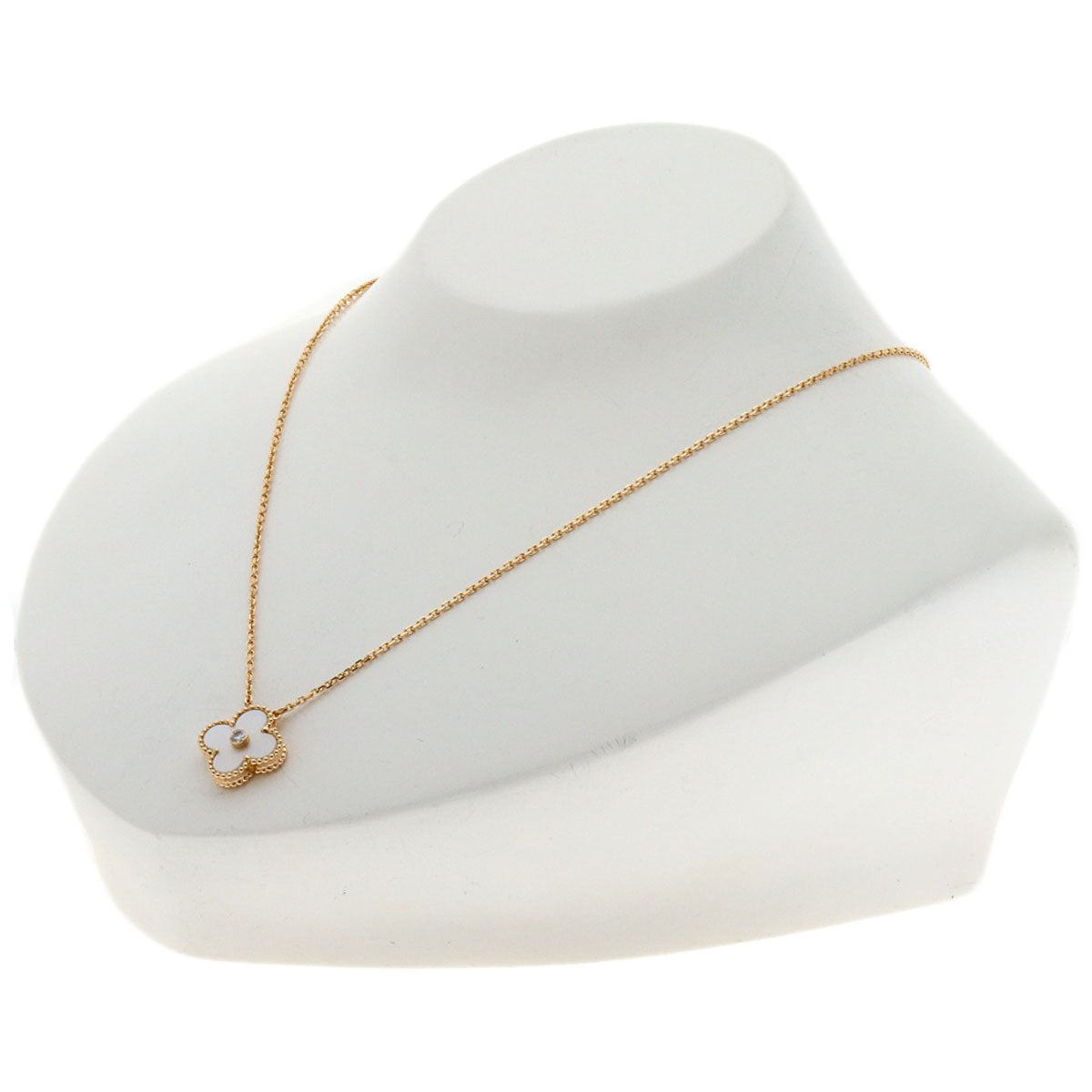 Van Cleef & Arpels Vintage Alhambra 1P Diamond Necklace K18 Pink Gold Ladies [Used]