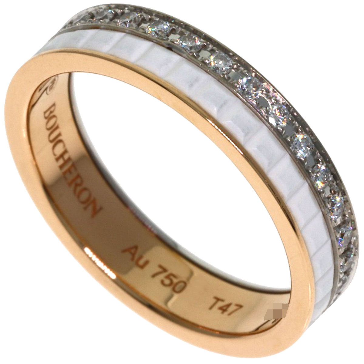 Boucheron Quatre White Diamond Half Ring #47 Ring K18 Pink Gold K18 White GoldLadies [Used]