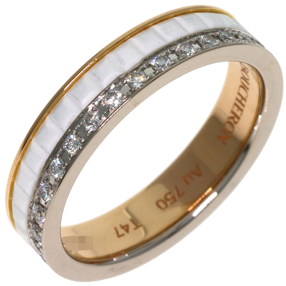 Boucheron Quatre White Diamond Half Ring #47 Ring K18 Pink Gold K18 White GoldLadies [Used]