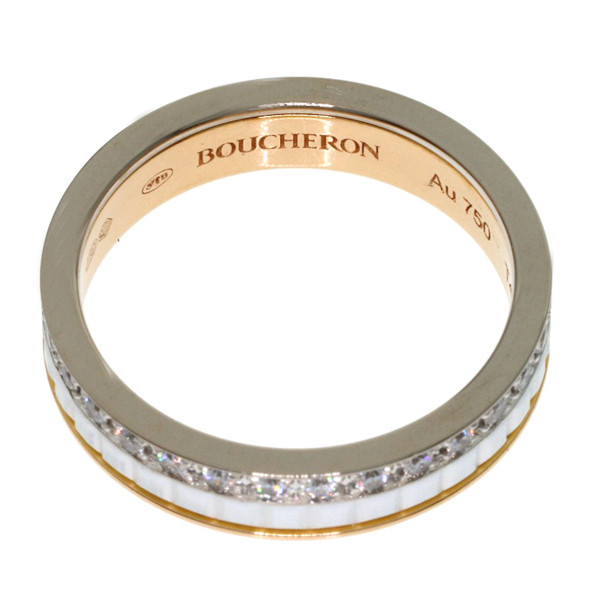 Boucheron Quatre White Diamond Half Ring #47 Ring K18 Pink Gold K18 White GoldLadies [Used]