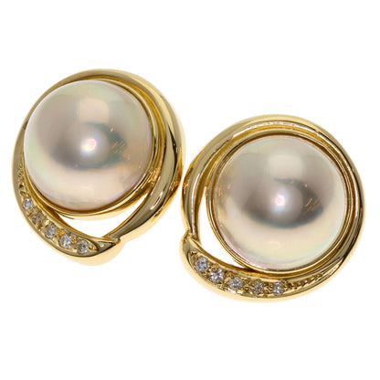 TASAKI Mabe Pearl Pearl Diamond Earring K18 Yellow Gold Ladies [Used]