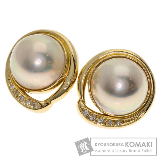 TASAKI Mabe Pearl Pearl Diamond Earring K18 Yellow Gold Ladies [Used]