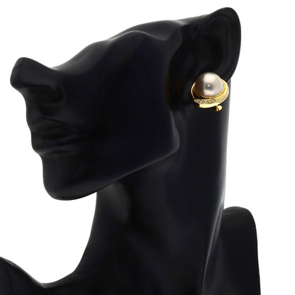 TASAKI Mabe Pearl Pearl Diamond Earring K18 Yellow Gold Ladies [Used]