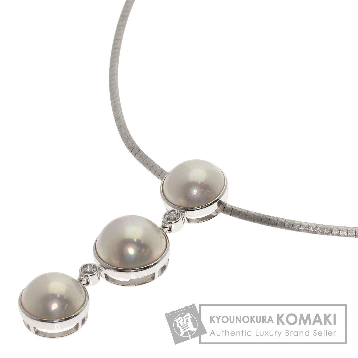 TASAKI Pearl Pearl Diamond Necklace K18 White Gold Ladies [Used]