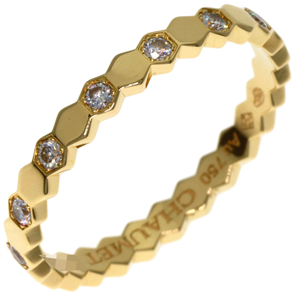 Chaumet Be My Love Honeycomb Diamond #51 Ring K18 Yellow Gold Ladies [Used]