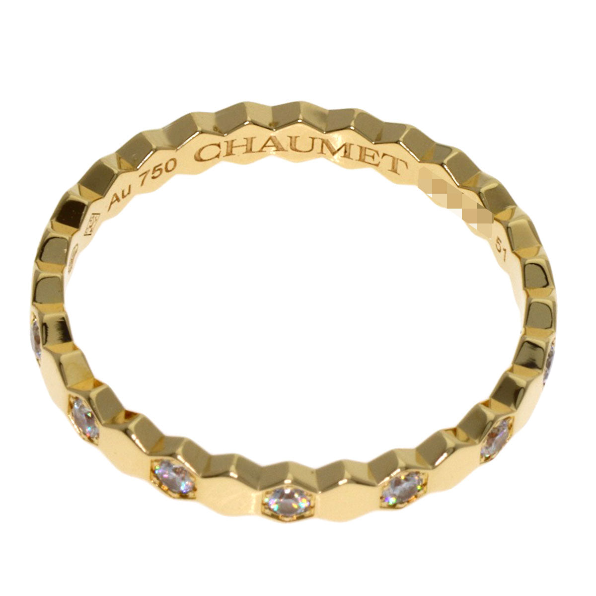 Chaumet Be My Love Honeycomb Diamond #51 Ring K18 Yellow Gold Ladies [Used]