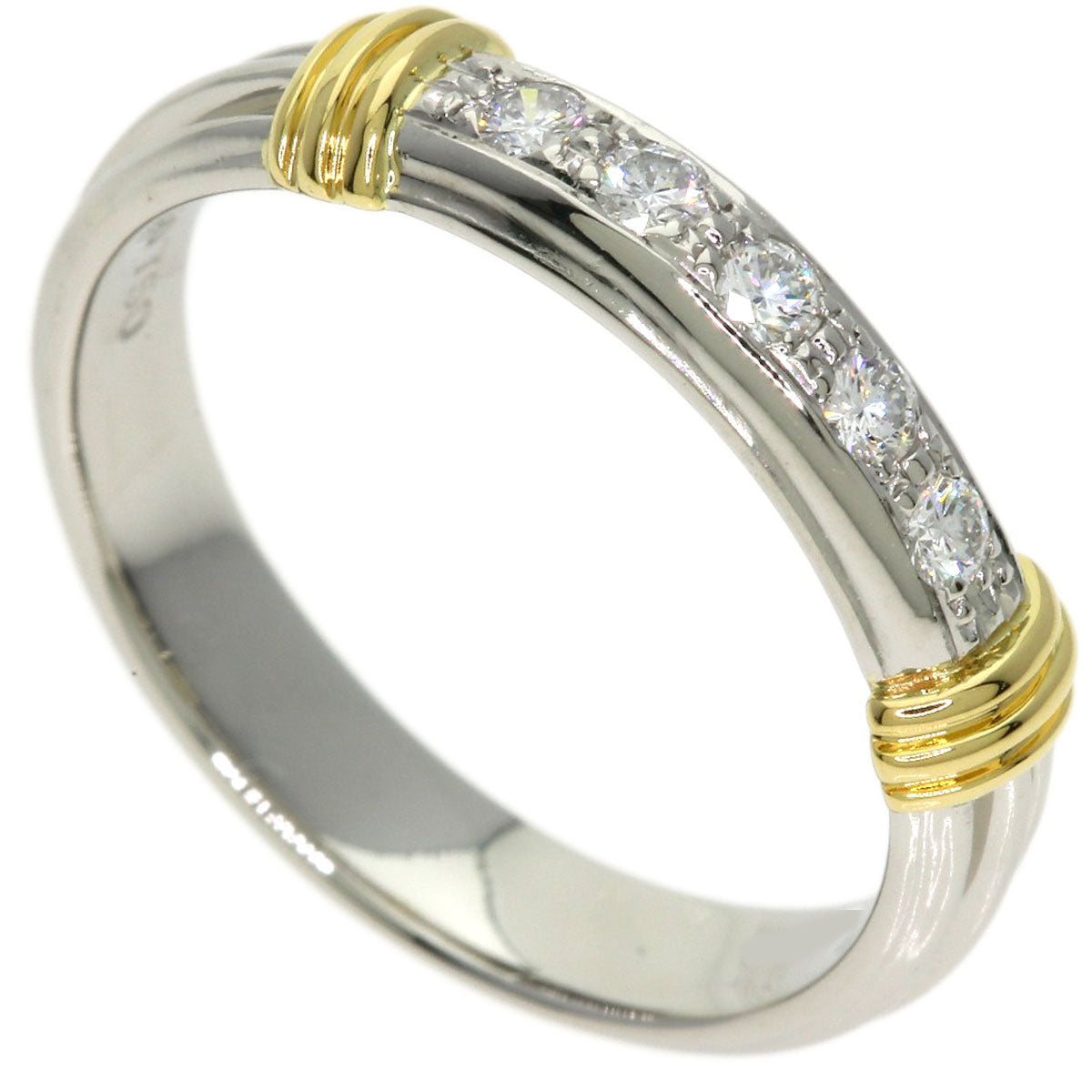 Dior 5P Diamond Two-Tone  Ring K18 Yellow Gold PT950Ladies [Used]