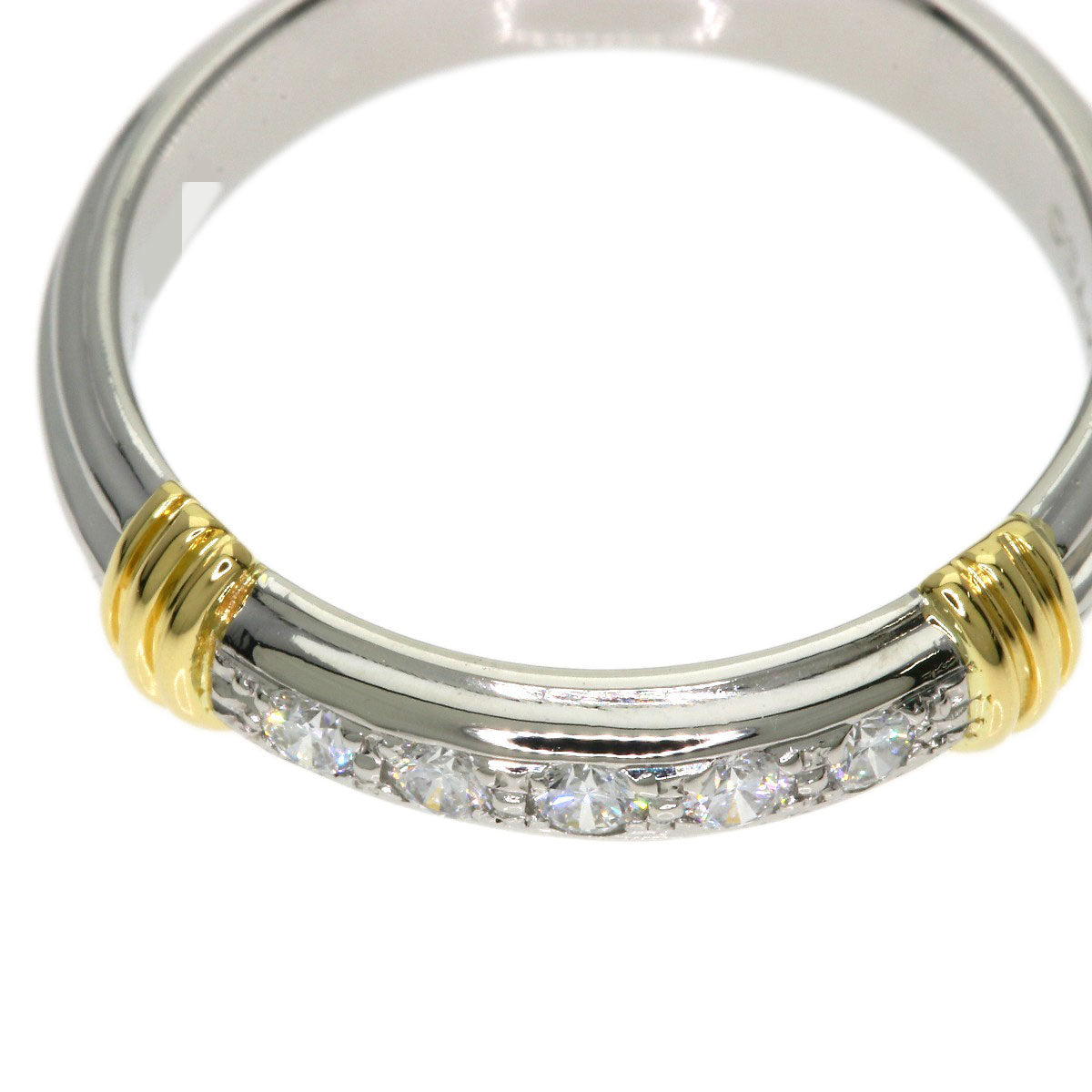 Dior 5P Diamond Two-Tone  Ring K18 Yellow Gold PT950Ladies [Used]