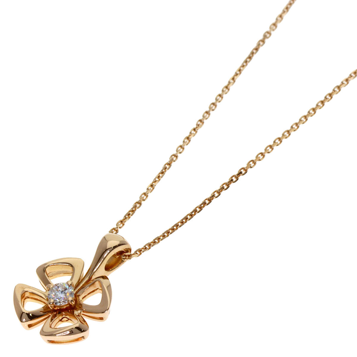 BVLGARI Fiorever 1P Diamond Necklace K18 Pink Gold Ladies [Used]