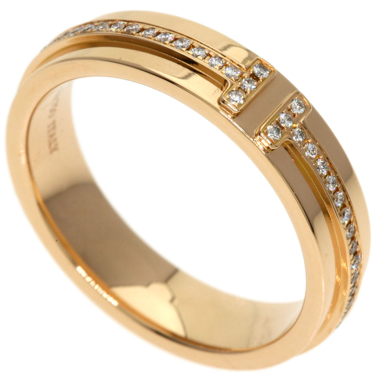 TIFFANY&Co. T Narrow Diamond Ring K18 Pink Gold Ladies [Used]