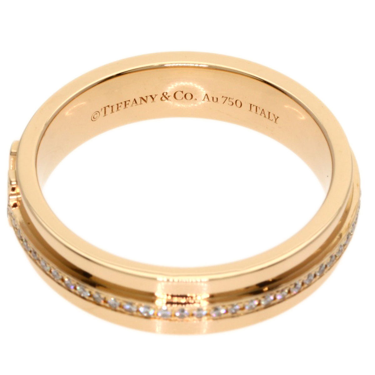 TIFFANY&Co. T Narrow Diamond Ring K18 Pink Gold Ladies [Used]