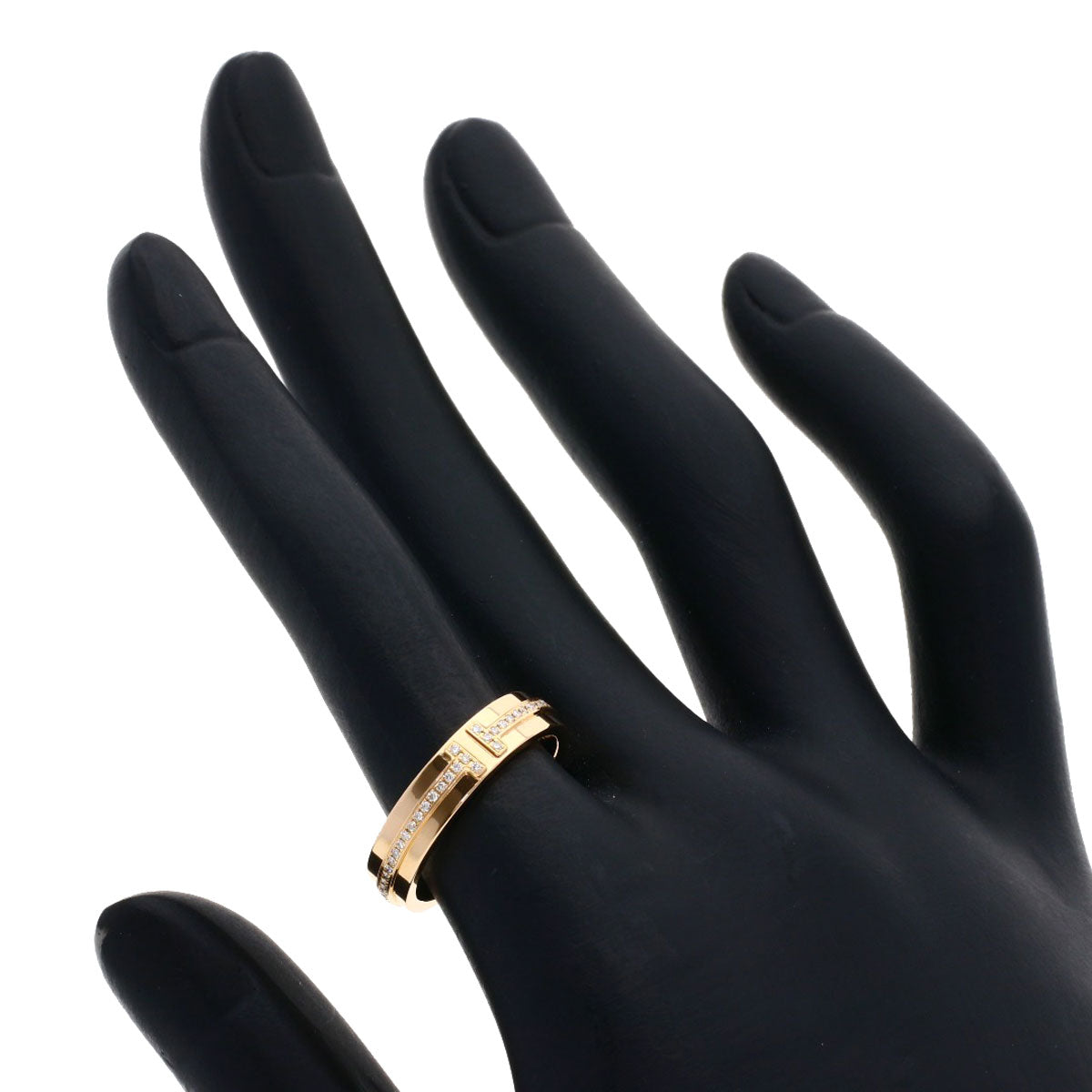 TIFFANY&Co. T Narrow Diamond Ring K18 Pink Gold Ladies [Used]