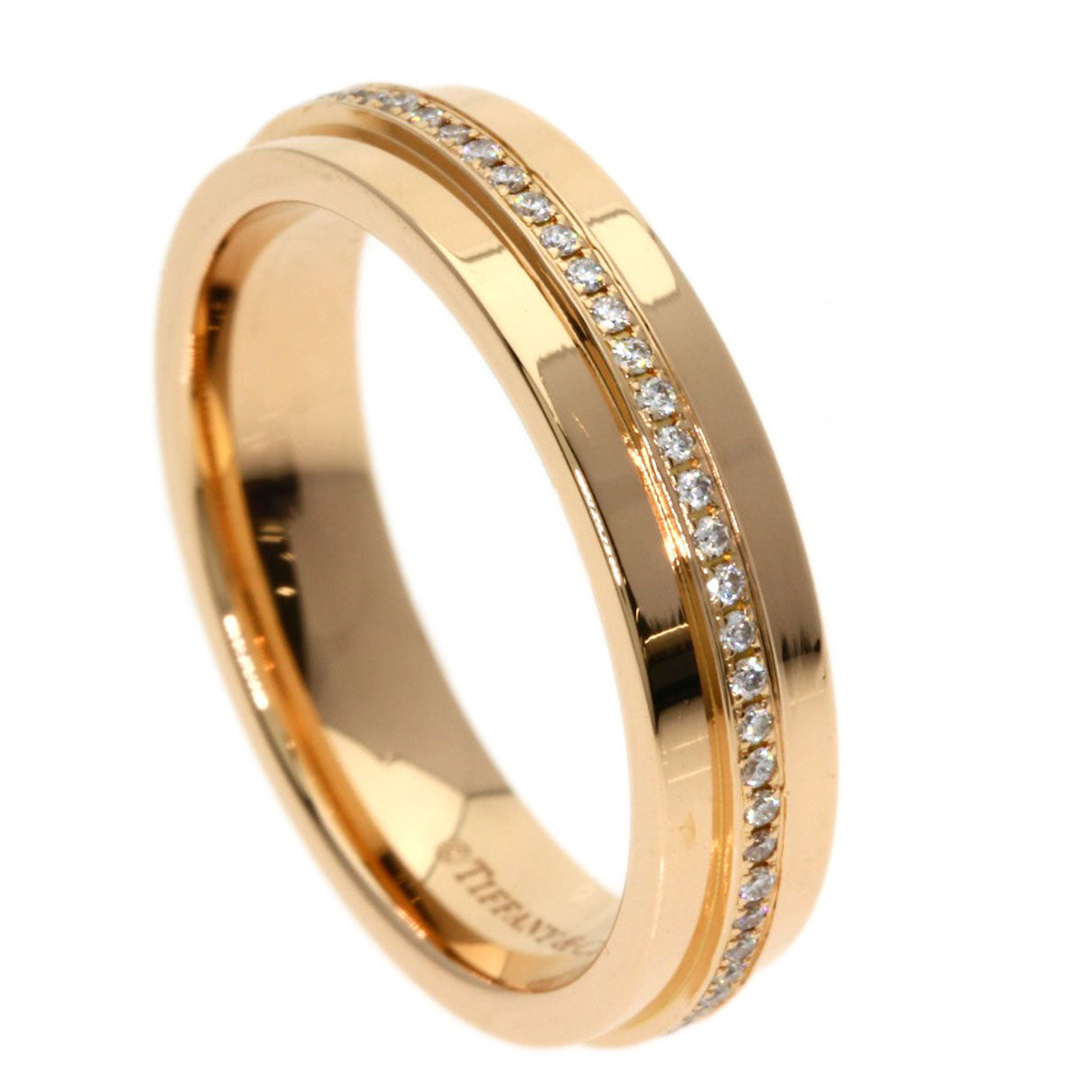 TIFFANY&Co. T Narrow Diamond Ring K18 Pink Gold Ladies [Used]