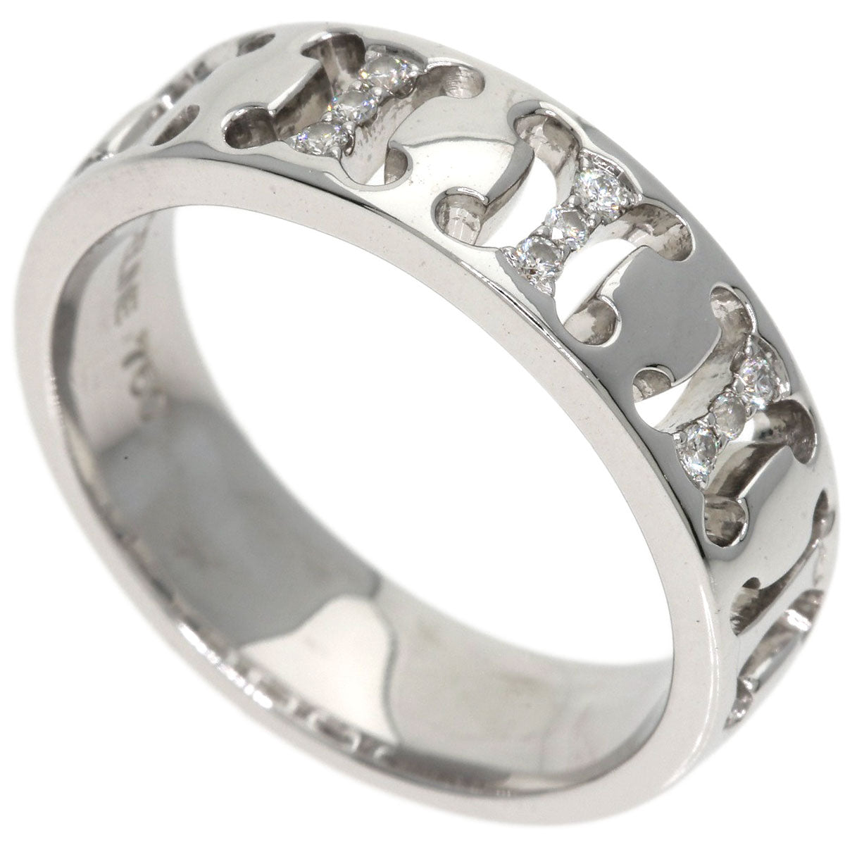 CELINE Logo diamond Ring K18 White Gold Ladies [Used]