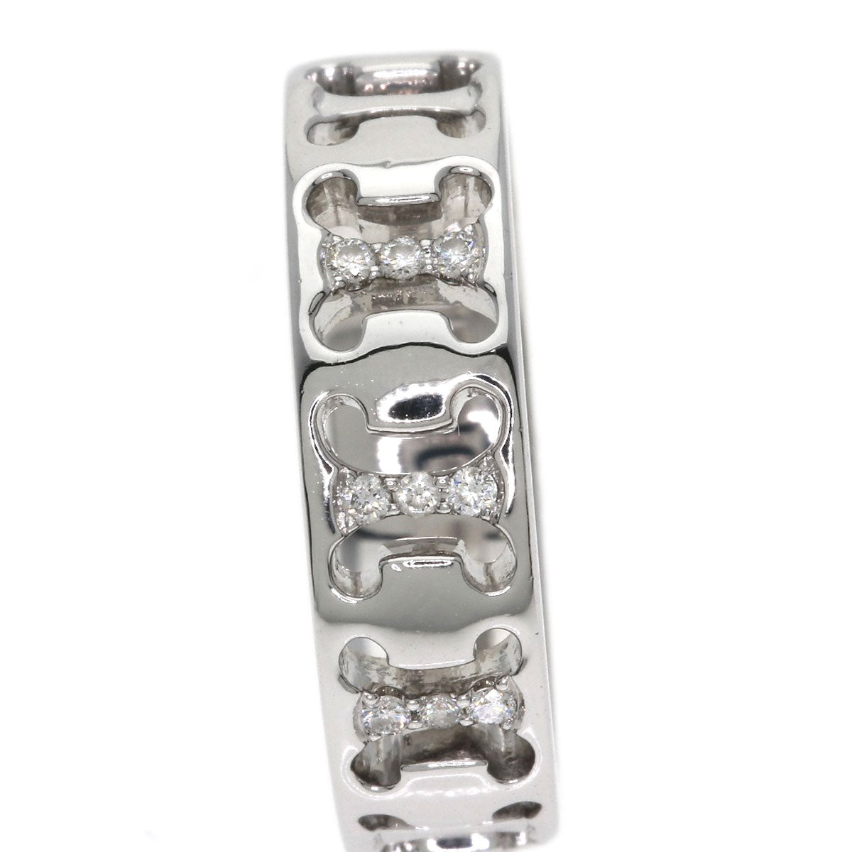 CELINE Logo diamond Ring K18 White Gold Ladies [Used]