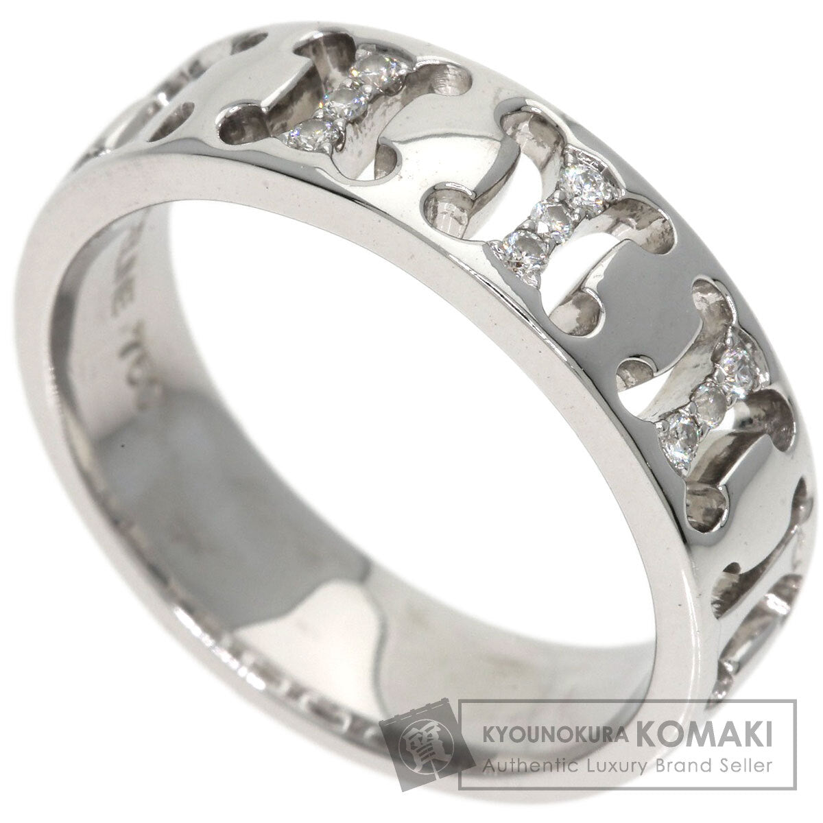 CELINE Logo diamond Ring K18 White Gold Ladies [Used]