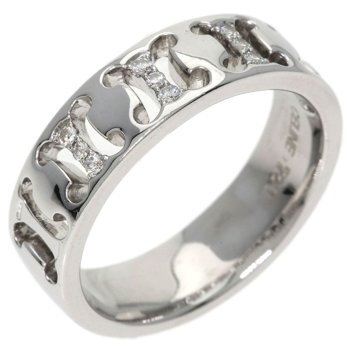 CELINE Logo diamond Ring K18 White Gold Ladies [Used]