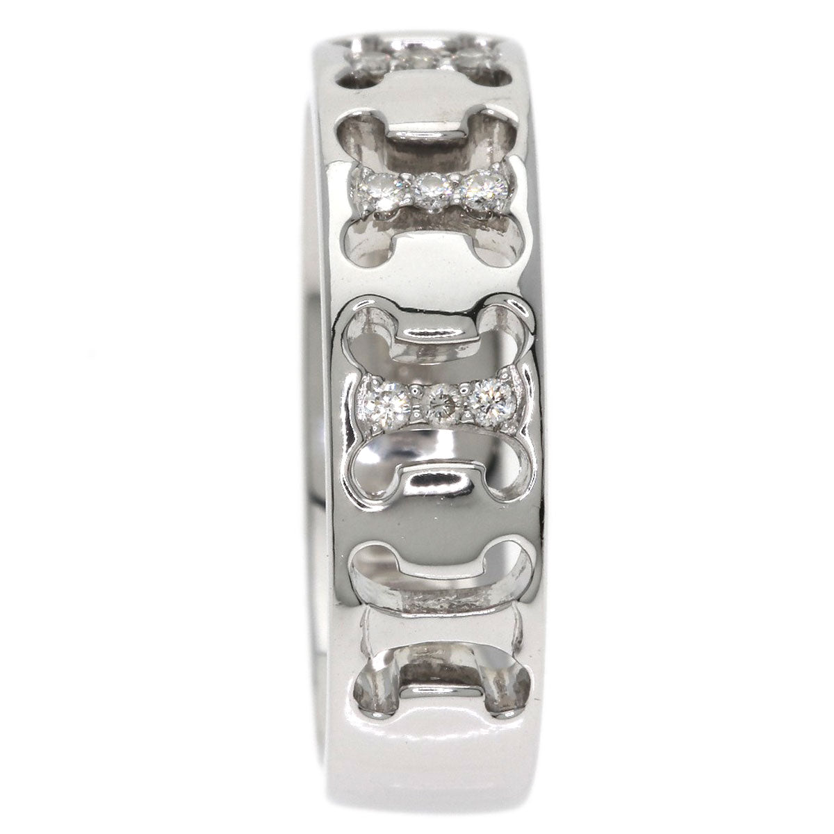 CELINE Logo diamond Ring K18 White Gold Ladies [Used]
