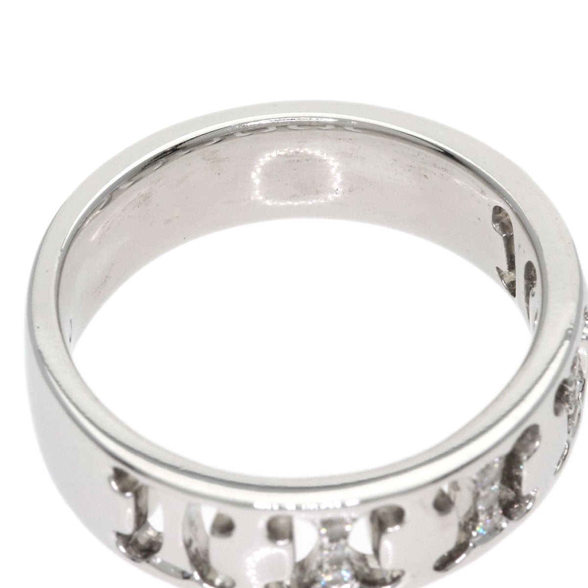 CELINE Logo diamond Ring K18 White Gold Ladies [Used]