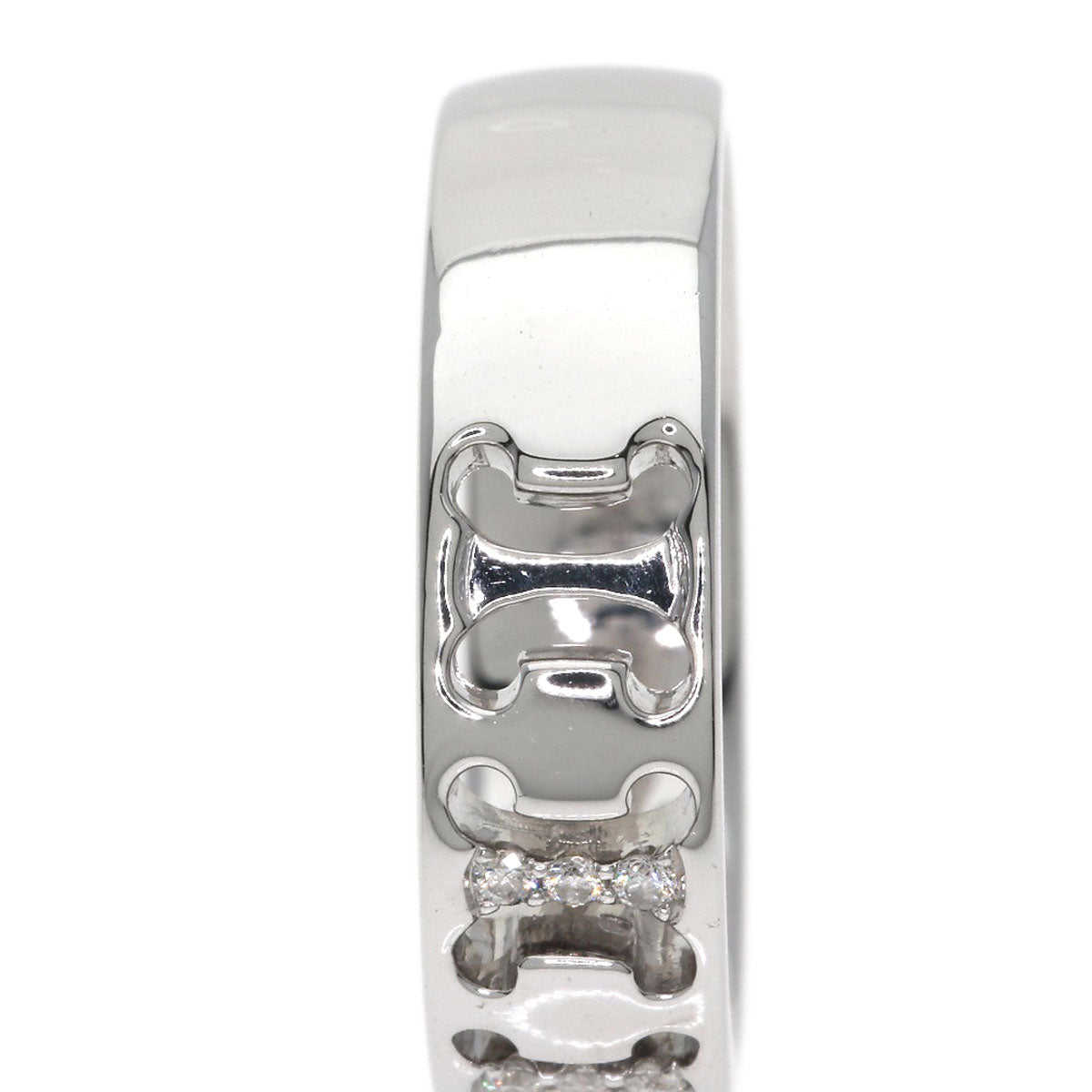 CELINE Logo diamond Ring K18 White Gold Ladies [Used]