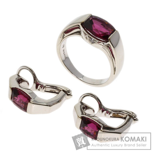 TASAKI Diamond Garnet Ring & Earring Set (2 pieces) Ring K18 White Gold Ladies [Used]