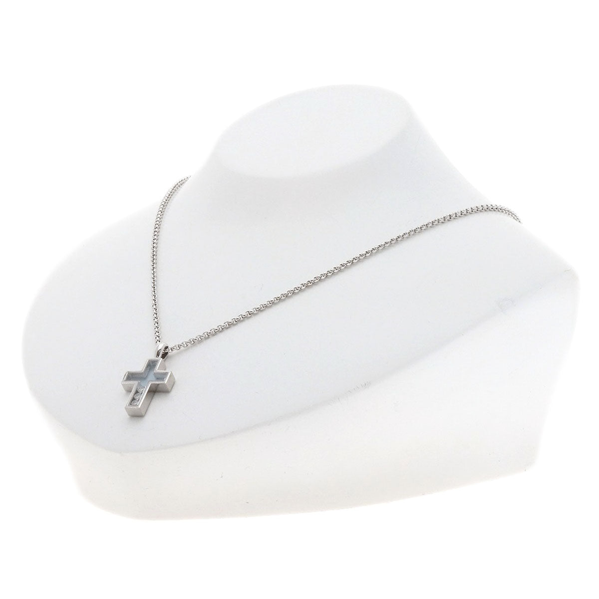 Chopard Happy diamond cross Necklace K18 White Gold Ladies [Used]