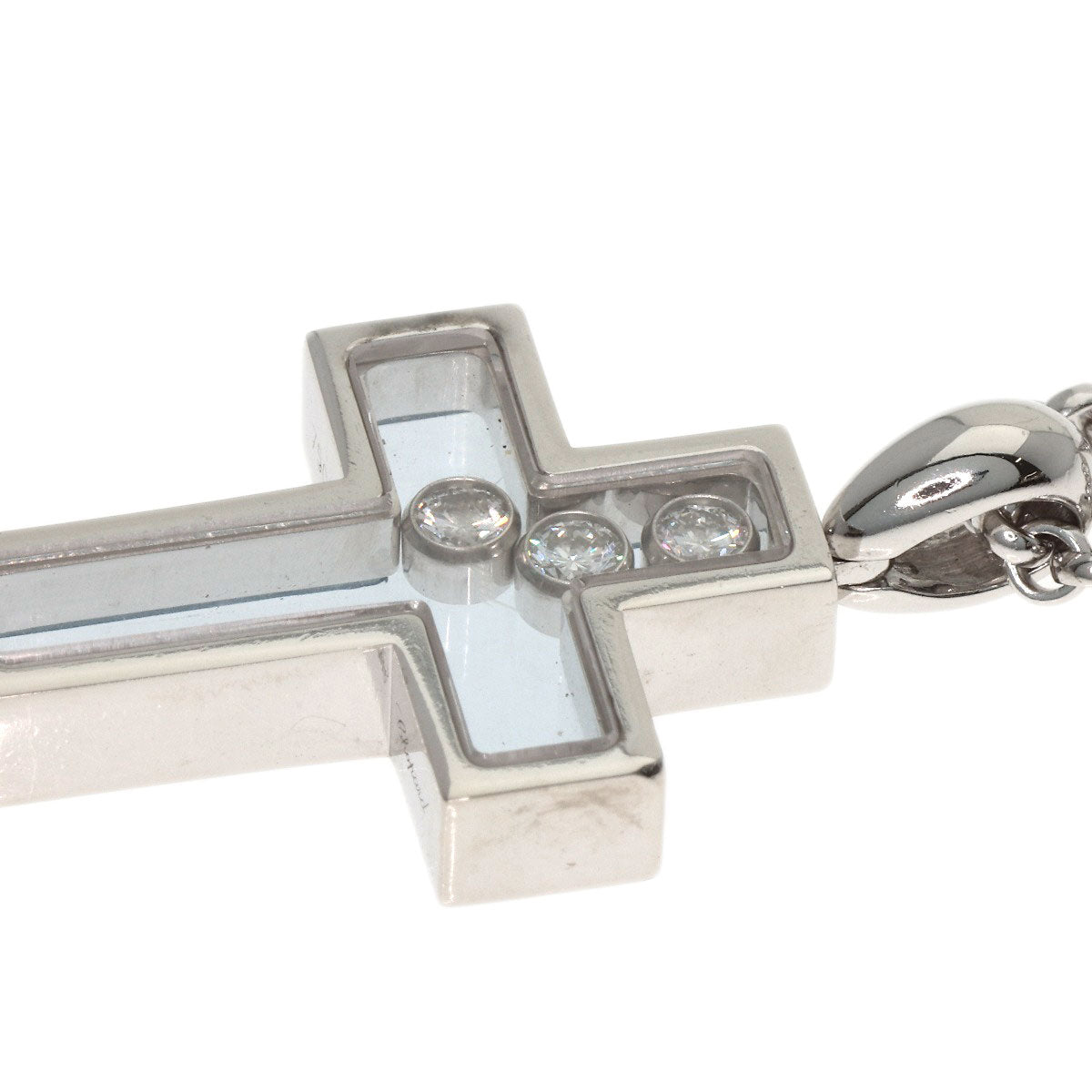 Chopard Happy diamond cross Necklace K18 White Gold Ladies [Used]