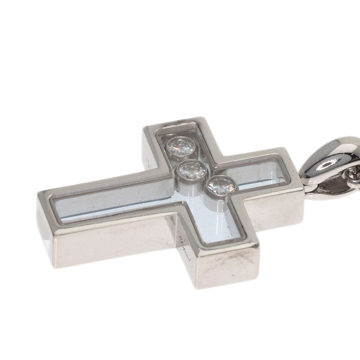 Chopard Happy diamond cross Necklace K18 White Gold Ladies [Used]