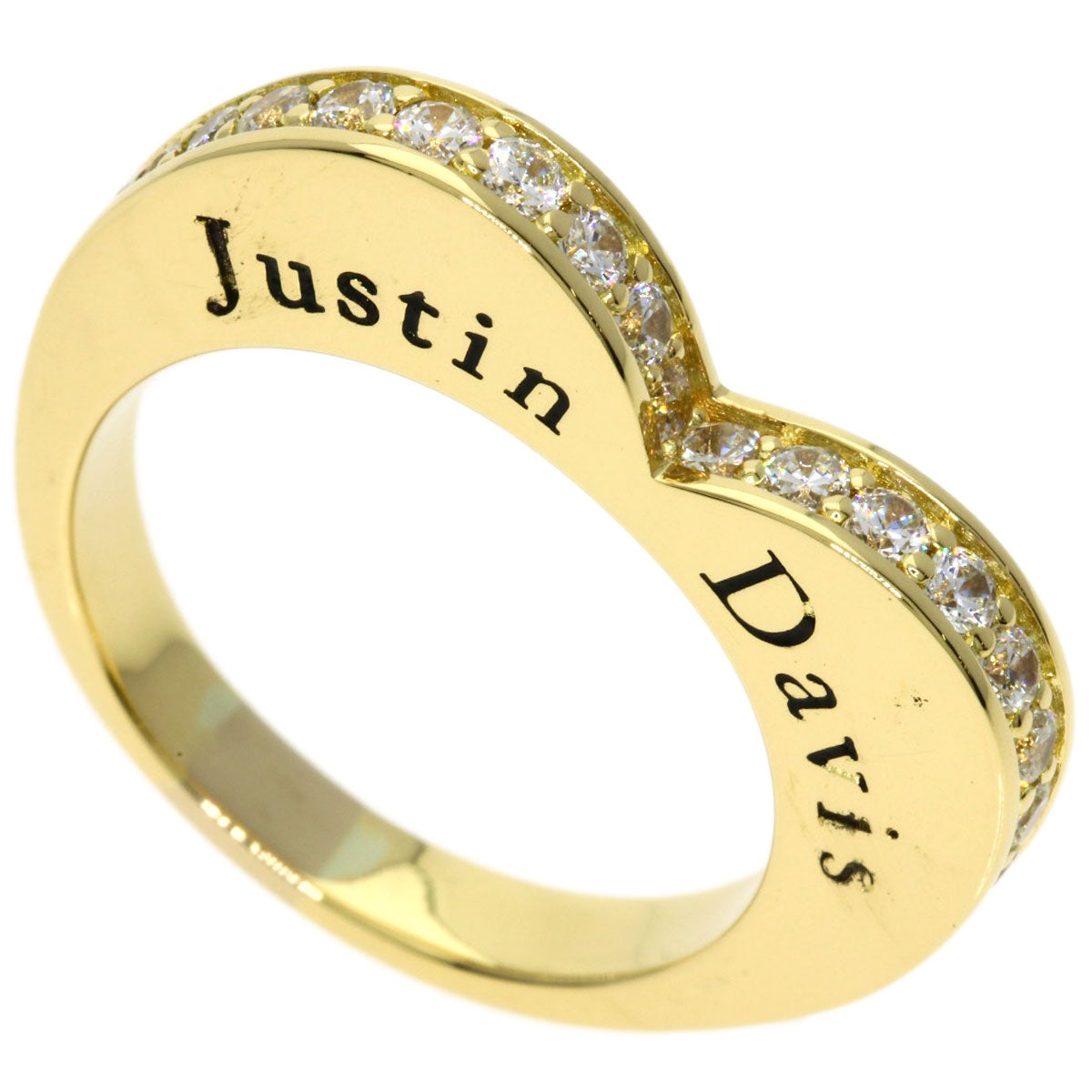 Justin Davis Heart Diamond Ring K18 Yellow Gold Ladies [Used]