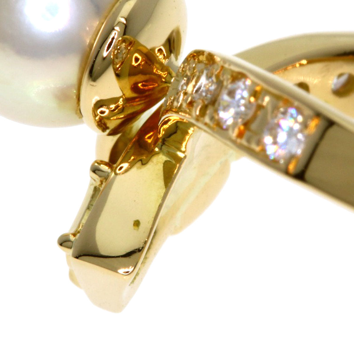 CELINE Pearl Pearl Diamond Ring K18 Yellow Gold Ladies [Used]