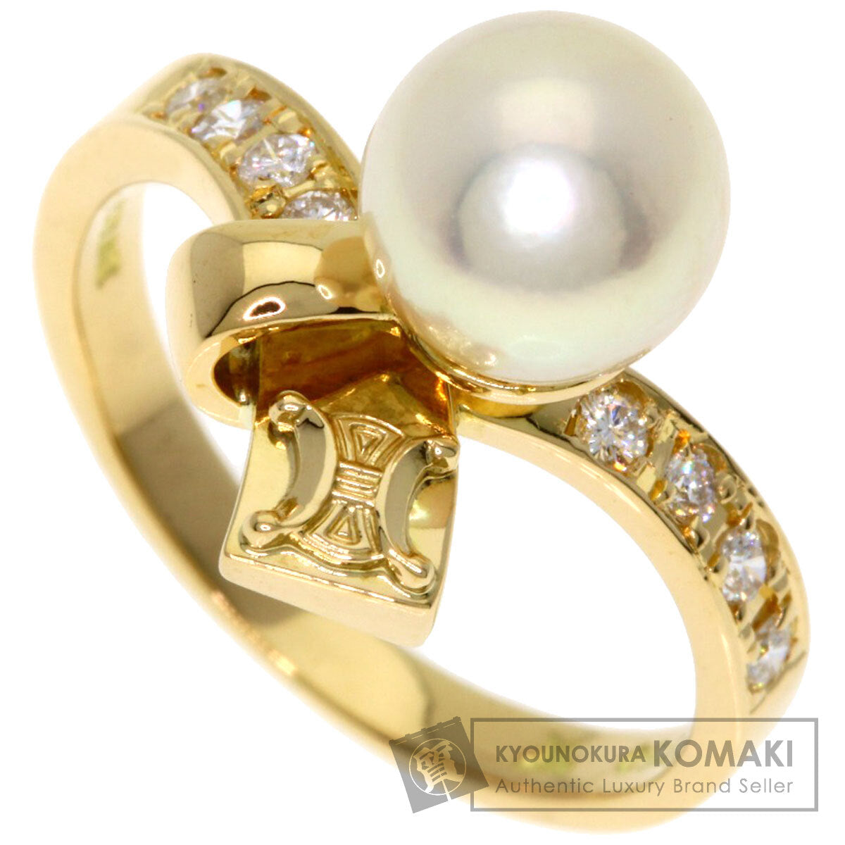 CELINE Pearl Pearl Diamond Ring K18 Yellow Gold Ladies [Used]