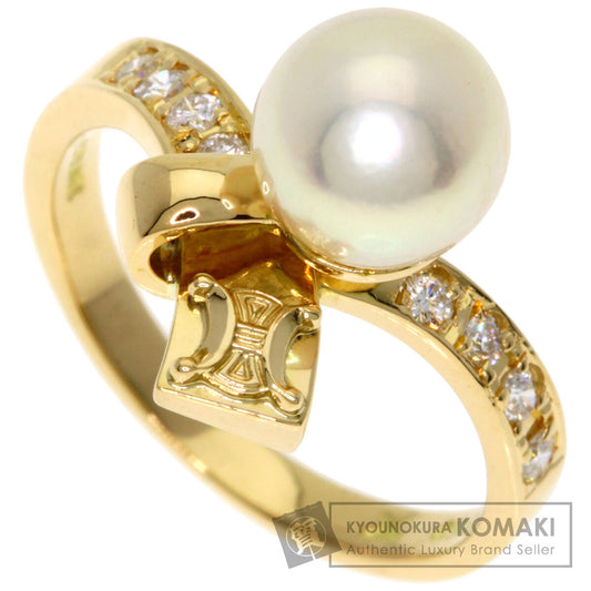CELINE Pearl Pearl Diamond Ring K18 Yellow Gold Ladies [Used]