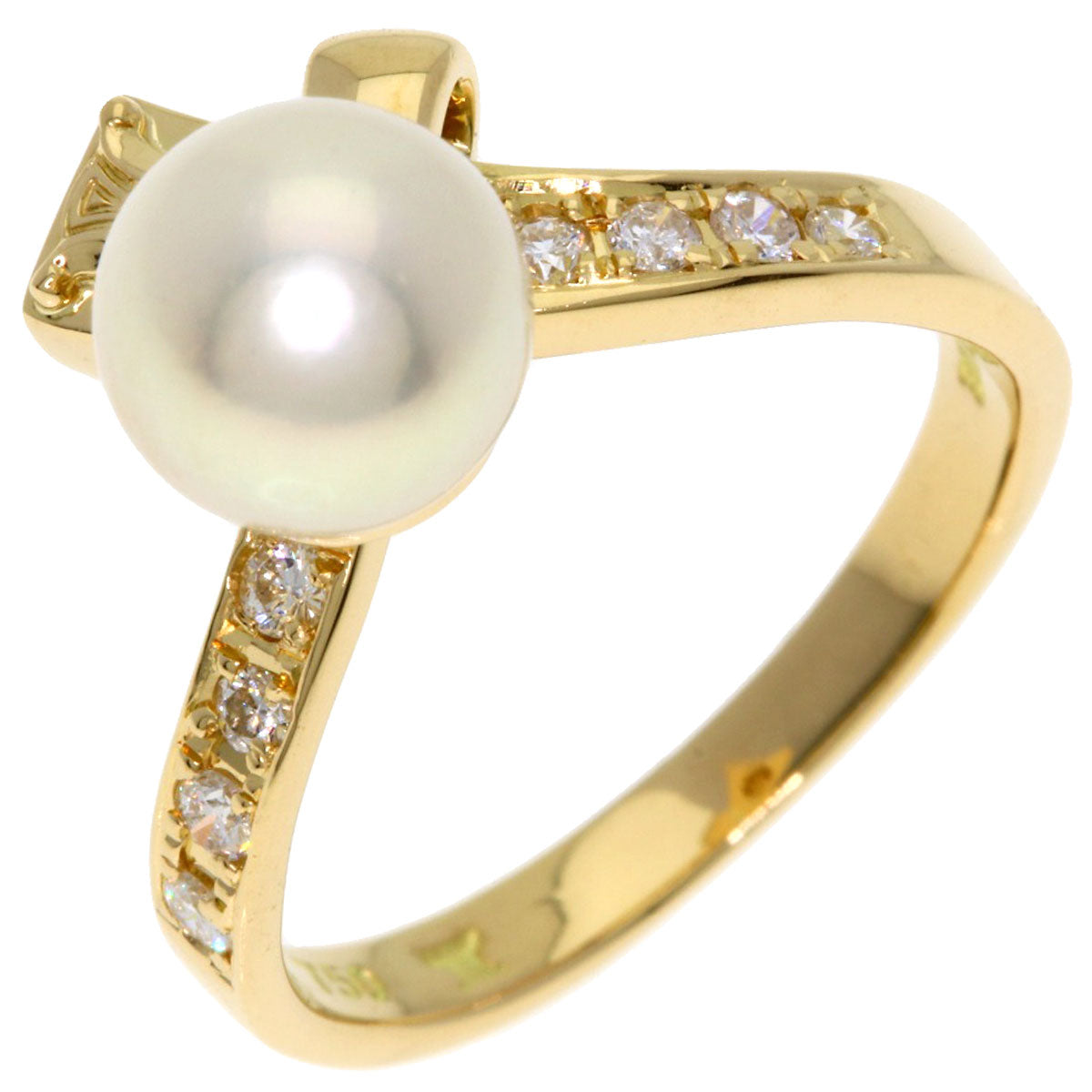 CELINE Pearl Pearl Diamond Ring K18 Yellow Gold Ladies [Used]