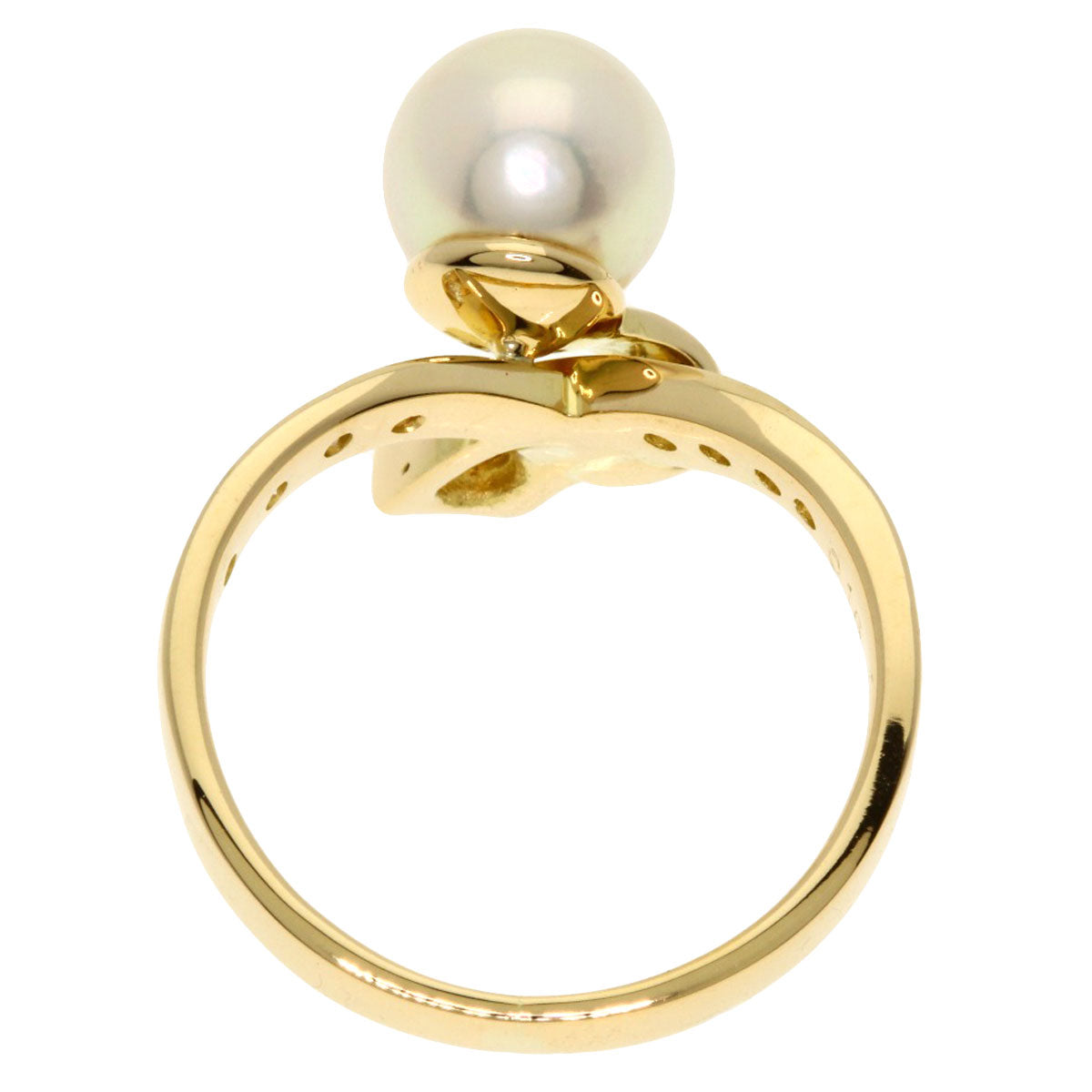 CELINE Pearl Pearl Diamond Ring K18 Yellow Gold Ladies [Used]