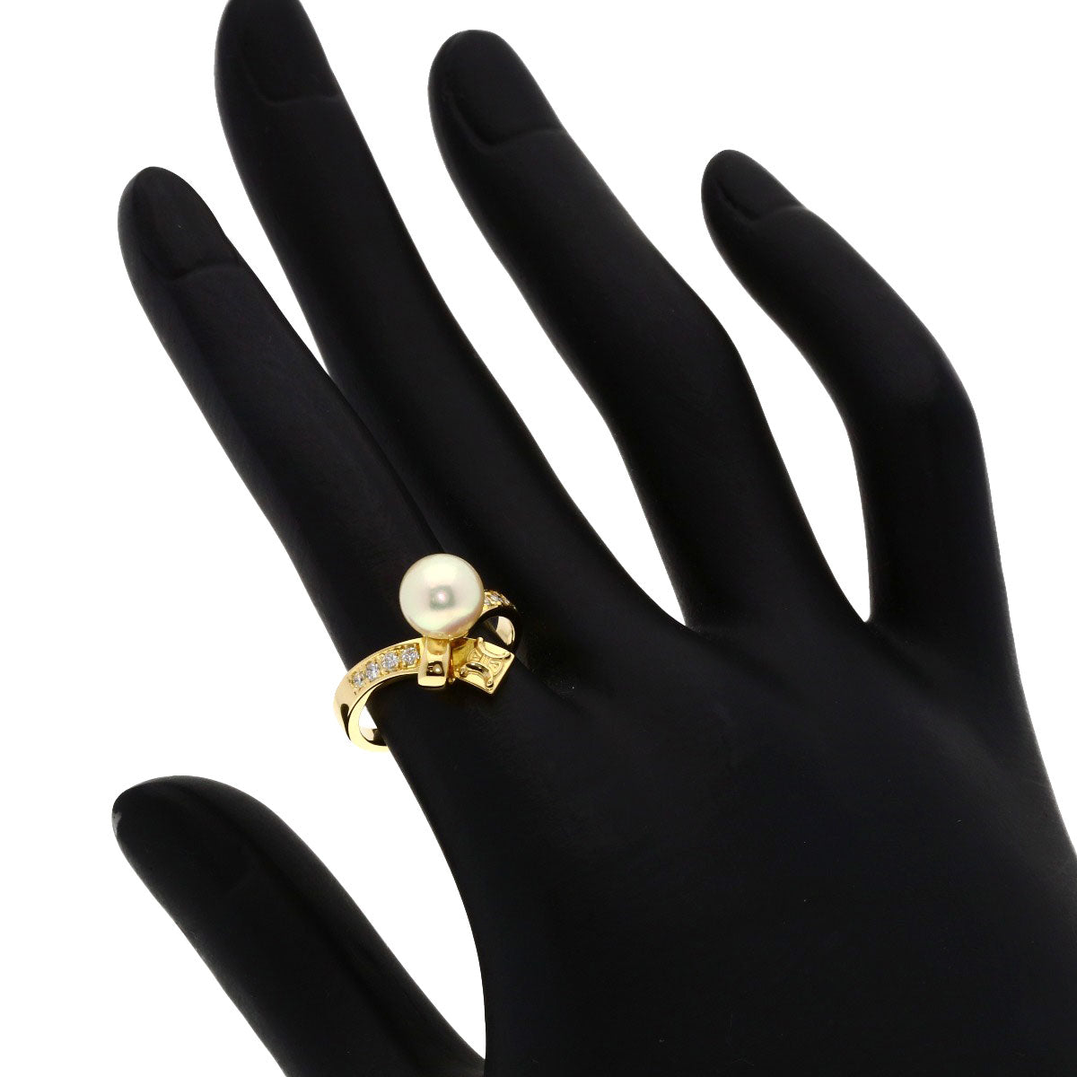 CELINE Pearl Pearl Diamond Ring K18 Yellow Gold Ladies [Used]