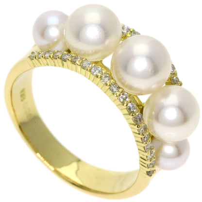 0.38ct Pearl Pearl Diamond Ring K18 Yellow Gold 7.8g　Ladies