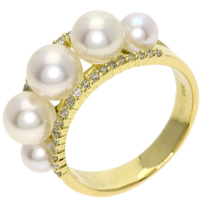 0.38ct Pearl Pearl Diamond Ring K18 Yellow Gold 7.8g　Ladies
