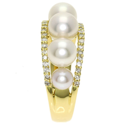 0.38ct Pearl Pearl Diamond Ring K18 Yellow Gold 7.8g　Ladies