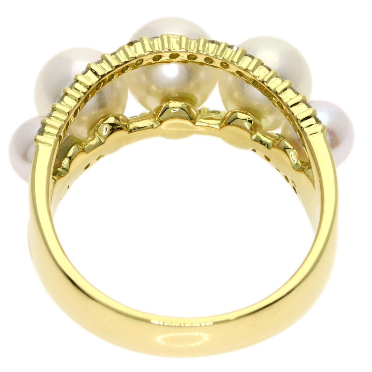 0.38ct Pearl Pearl Diamond Ring K18 Yellow Gold 7.8g　Ladies