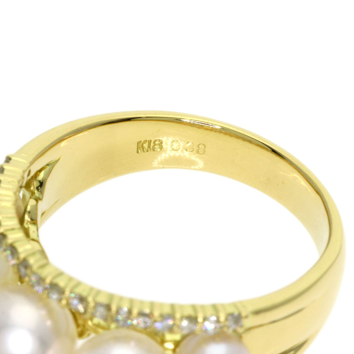 0.38ct Pearl Pearl Diamond Ring K18 Yellow Gold 7.8g　Ladies