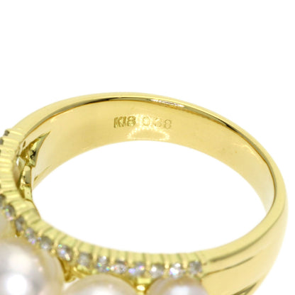 0.38ct Pearl Pearl Diamond Ring K18 Yellow Gold 7.8g　Ladies